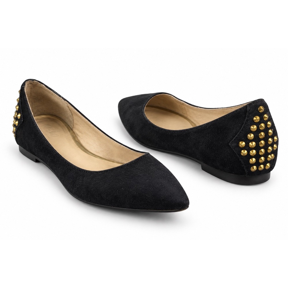Mossimo Vintage Y2K Black Faux Suede Gold Studded Flats Women's Size 6